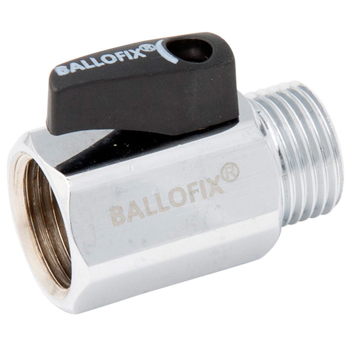 Ballofix Kugelhahn, Chrom, mit Griff schwarz,  IG/AG