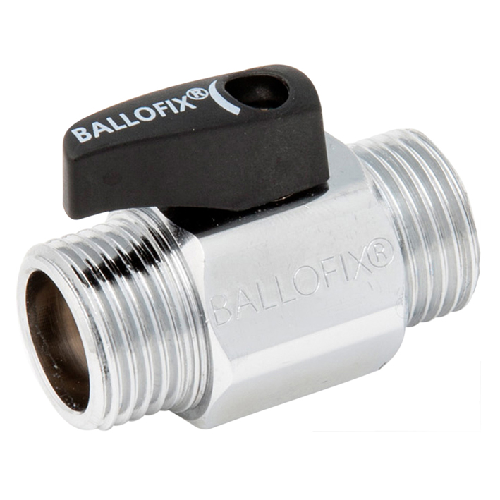 Ballofix Kugelhahn, Chrom, mit Griff,  AG/AG