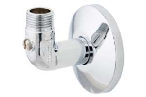 Ballofix Kugelhahn, Chrom, Winkel 90° mit Rosette ohne Griff,  AG/AG