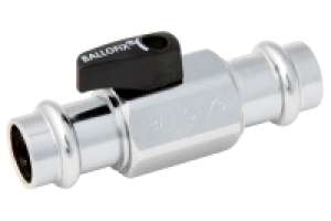 Ballofix Kugelhahn, Chrom, mit Griff schwarz, 2 x Press V-Kontur