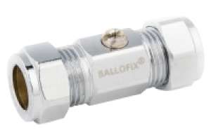 Ballofix Kugelhahn, Chrom, ohne Griff,  2 x Klemmverschraubung