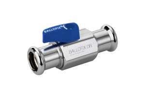 Ballofix Kugelhahn, Chrom, mit Griff blau, 2 x Press M-Kontur