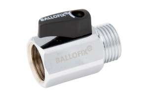 Ballofix Kugelhahn, Chrom, mit Griff schwarz,  IG/AG